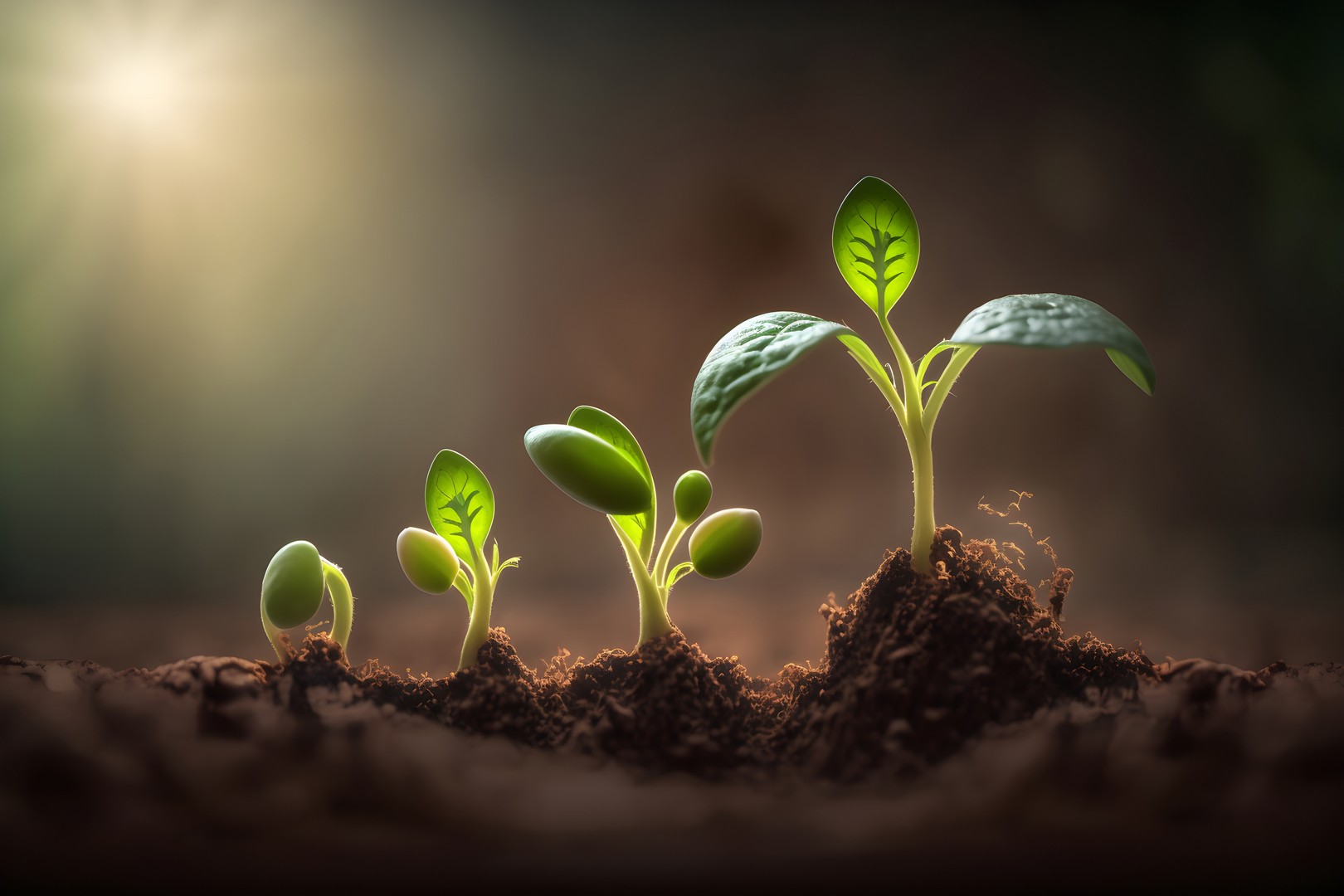 the process of growing plant seedlings from seeds in the ground,
